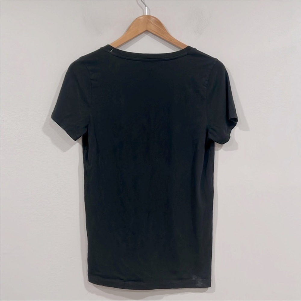 J. CREW Slub Cotton Black V-Neck Women's Short Sleeve Top - Picture 6 of 11